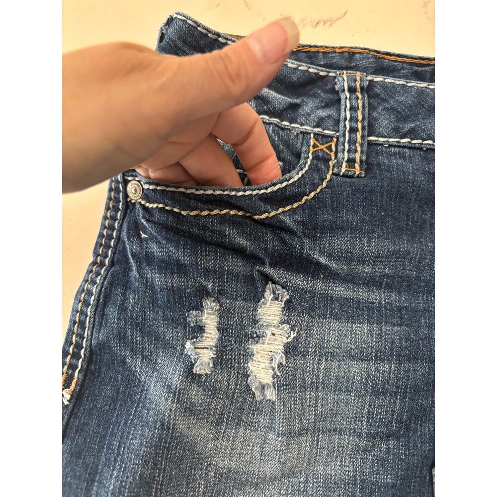 Y2K Amethyst micro mini denim jean skirt sz 0 blue festival cowgirl summer hot - Picture 4 of 8